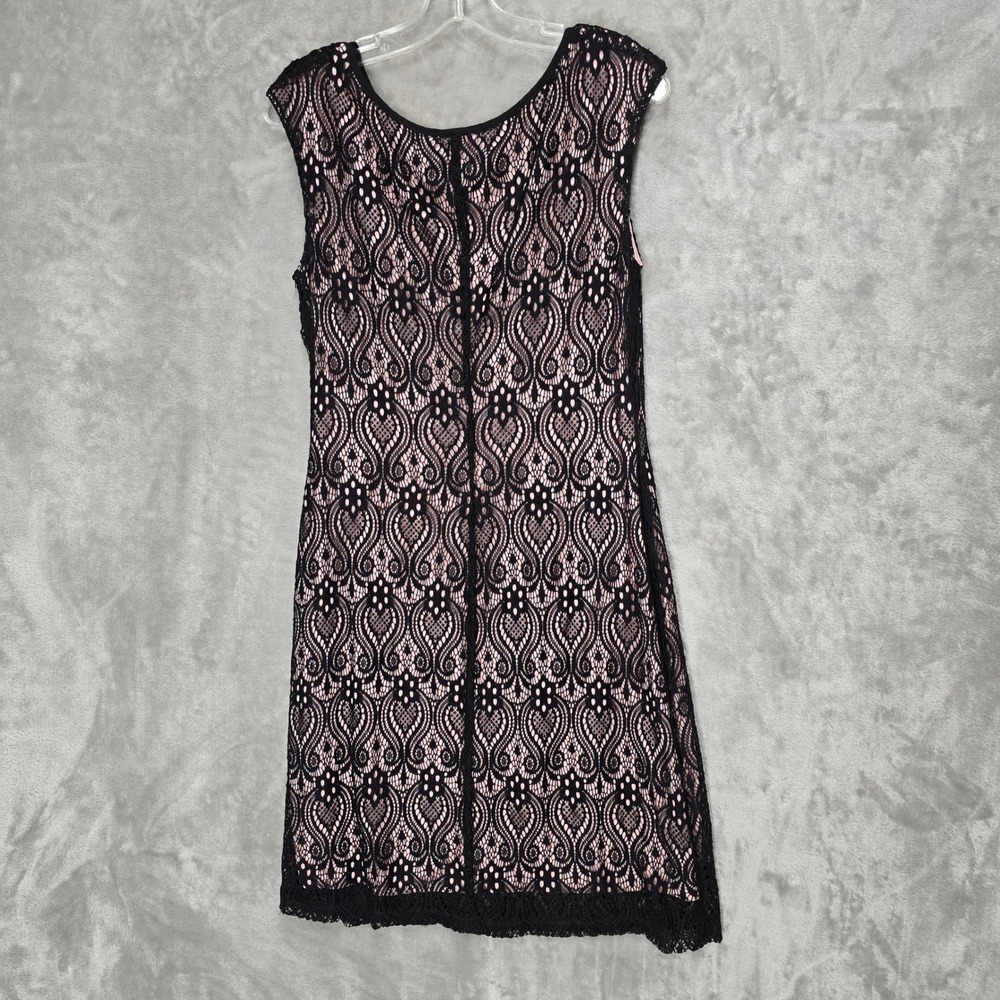 Connected Apparel Dress Women‎ 10 Black Lace Pink Sheath Cap Sleeve Modest Party - Picture 11 of 13